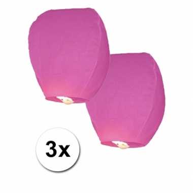 3 keer roze wensballon