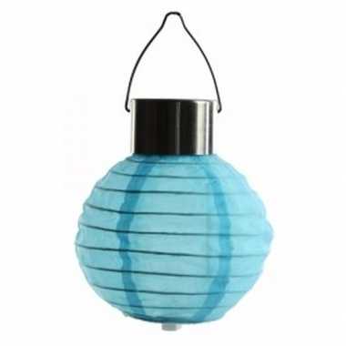 5 keer keer ronde solar feest lampionnen blauw 10 cm