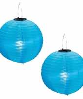 2 keer keer blauwe solar feest lampionnen 30 cm