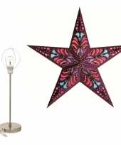 Decoratie kerstster paars 60 cm inclusief tafellamp lamp standaard