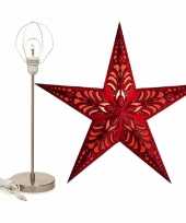 Decoratie kerstster rood 60 cm inclusief tafellamp lamp standaard