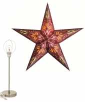 Decoratie kerstster rood oranje 60 cm inclusief tafellamp lamp standaard