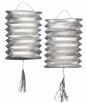 Dozijn keer metallic zilveren feest lampionnen 25 cm