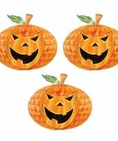 Set 3 keer keer halloween versiering pompoen honeycomb decoratie