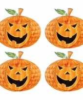 Set 4 keer keer halloween versiering pompoen honeycomb decoratie