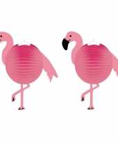 Set 6 keer keer flamingo thema roze bol lampionnen 25 cm