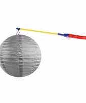 Zilveren lampion 35 cm lampionstokje